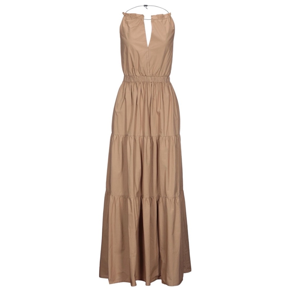 Erica CAVALLINI Tiered Poplin Maxi Dress Tan size USA 4 (fits 2-4)